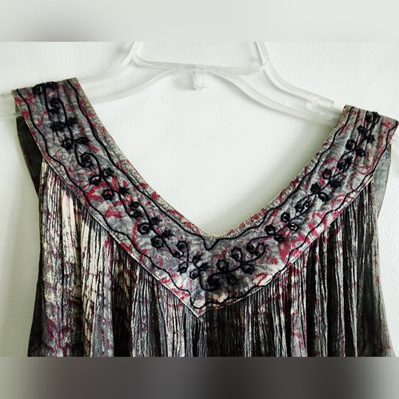 Just Cruising Tops - JUST CRUISING | Embroidered Women's Top - Black & Gray | Free Size (One Size)